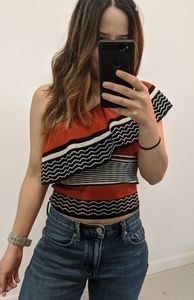 Zara One shoulder knit top Sz Small